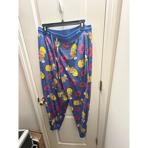The Simpsons Homer Donut Pajama Pants Adult Large Blue Sleep Lounge Pants